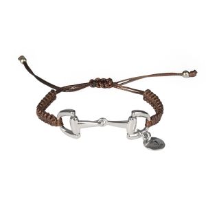 Bransoletka sznurkowa wędzidełko brown/silver